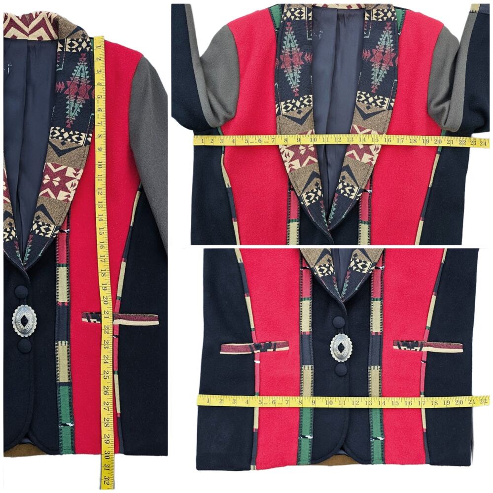 Western Wool Jacket Coloratura Size Small Snap Front Coat Woven Vintage 90s - Picture 9 of 11